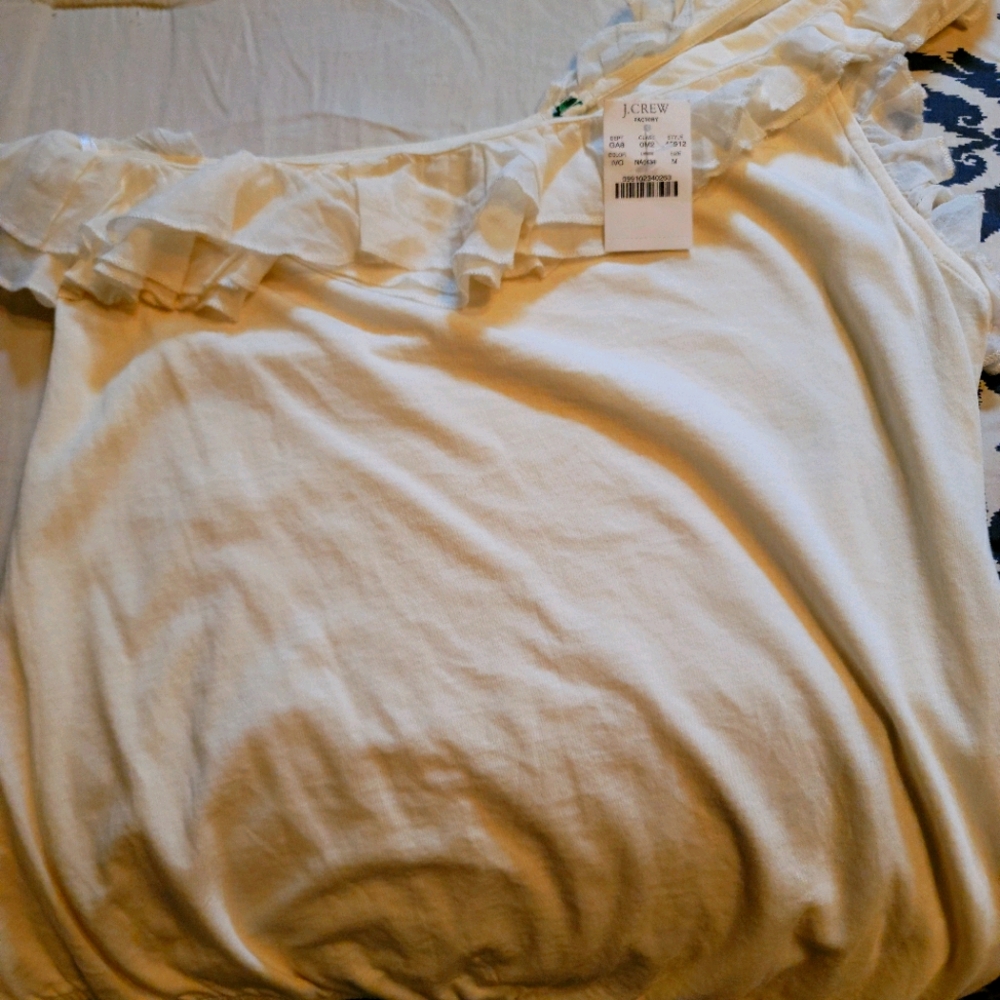 J. Crew one shoulder ivory top